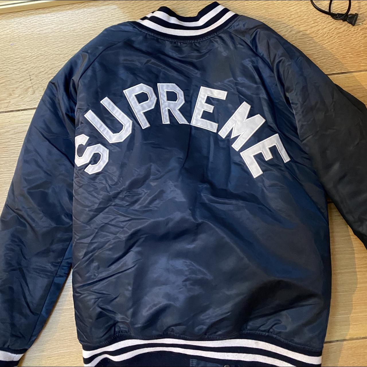 Champion x supreme varsity bomber jacket. Slightly... - Depop