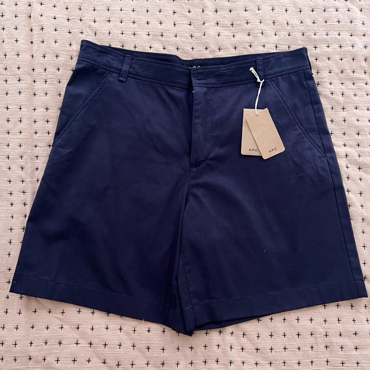 A.P.C. Men's Navy Shorts Depop