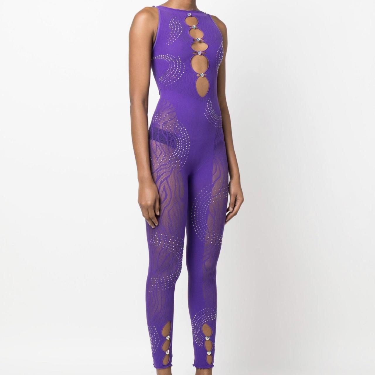 Poster Girl purple rhinestone jumpsuit in purple one... Depop