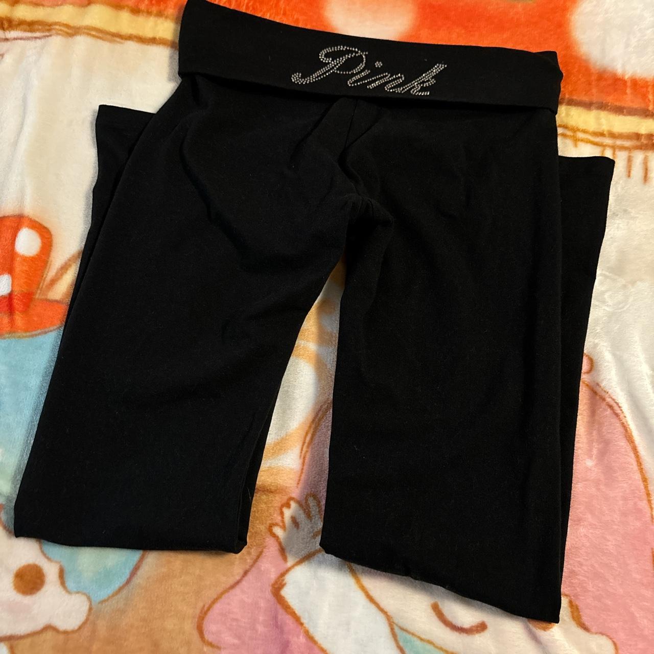 cotton fold over flare leggings in black. super cute... - Depop