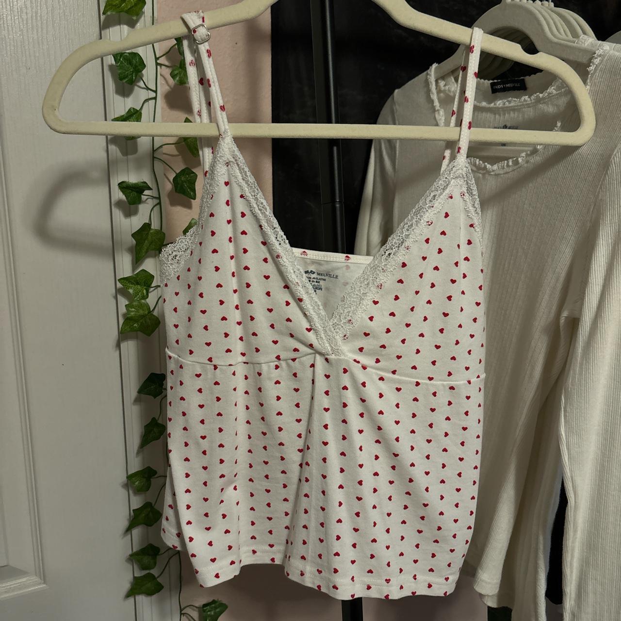 THE brandy melville amara red heart tank top its 40 - Depop