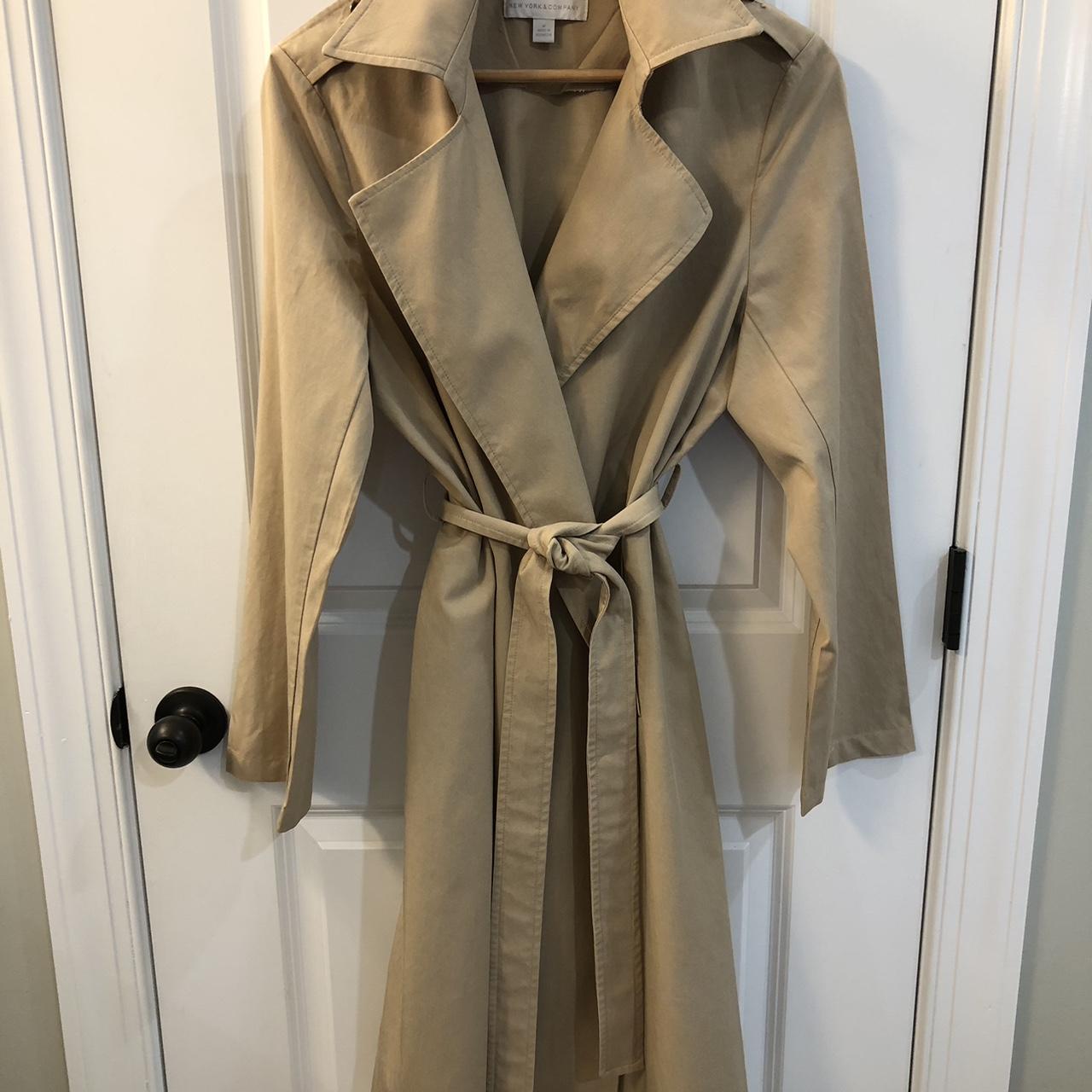 Trench coat by New York and Company. Open front with... - Depop
