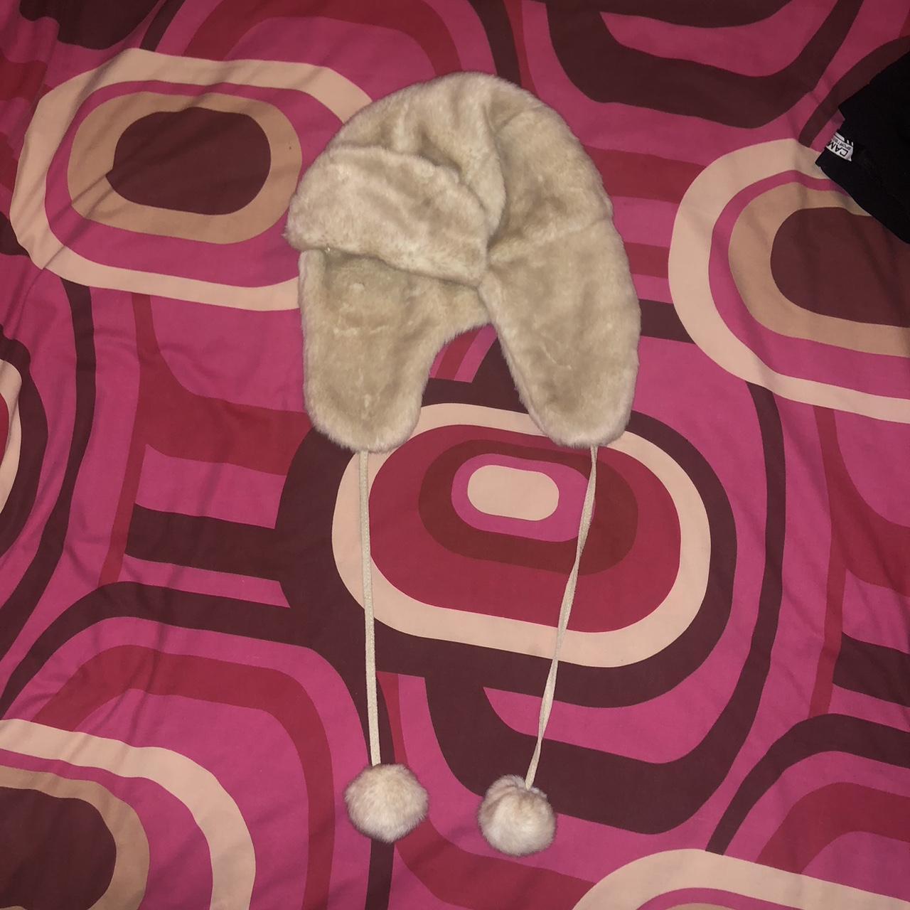 Faux fur trapper hat Cream/light brown colour (This... Depop