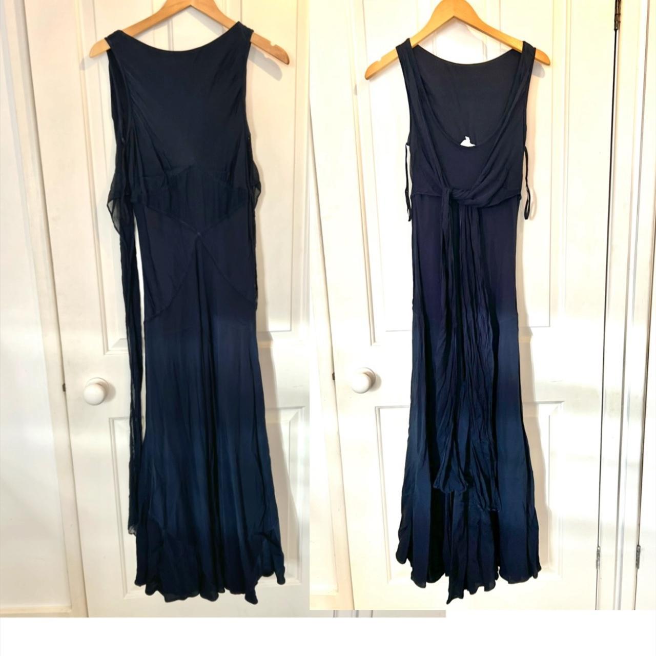 Ghost Women's Navy and Blue Dress | Depop