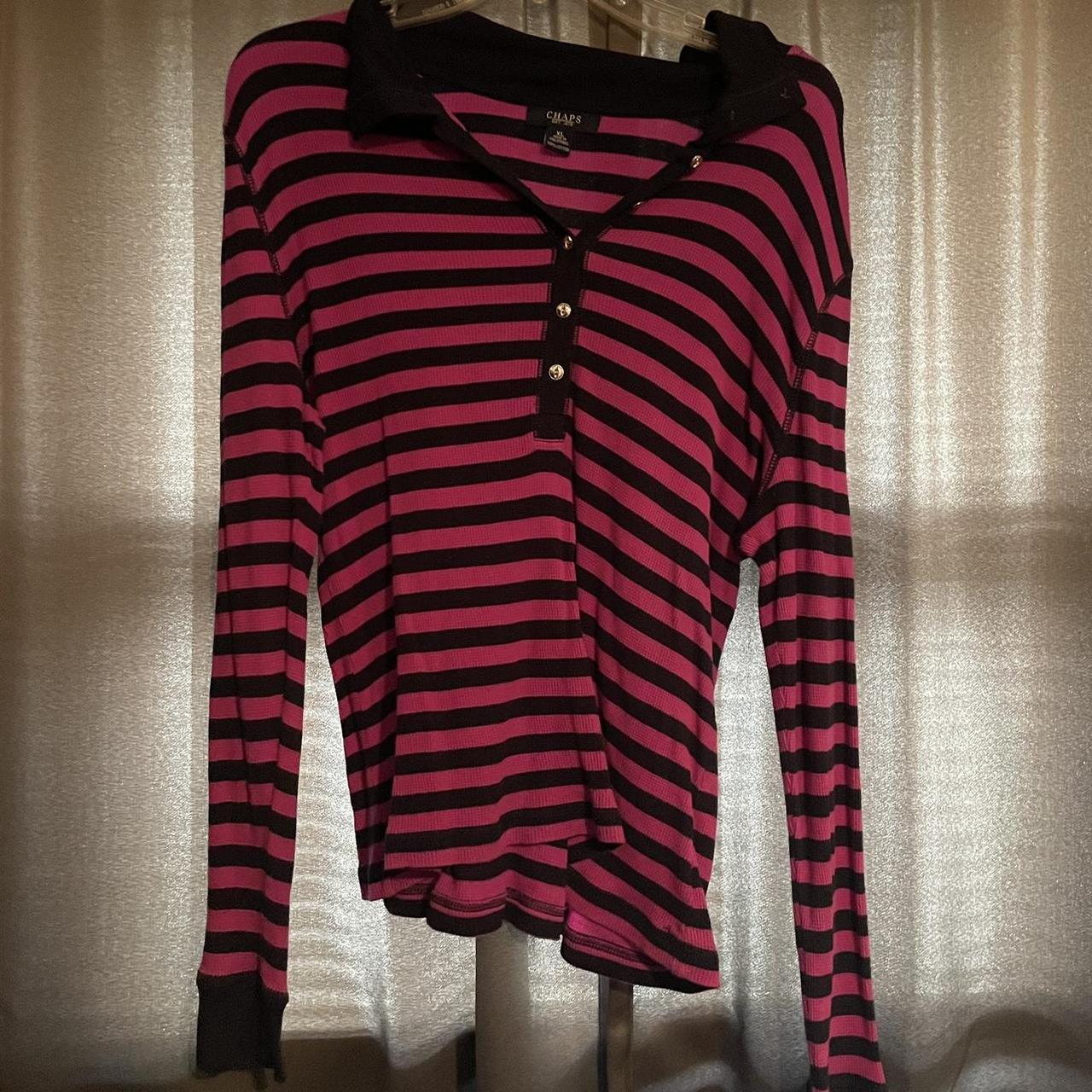 Pink and black striped long best sale sleeve shirt