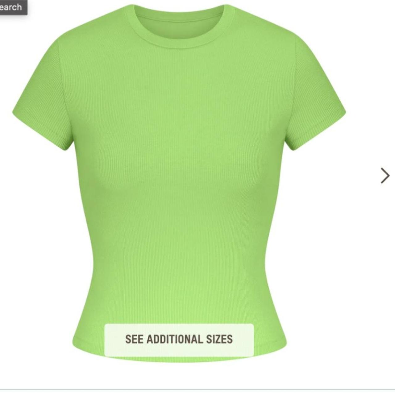 SKIMS cotton rib T- shirt in Neon Green Skims - Depop