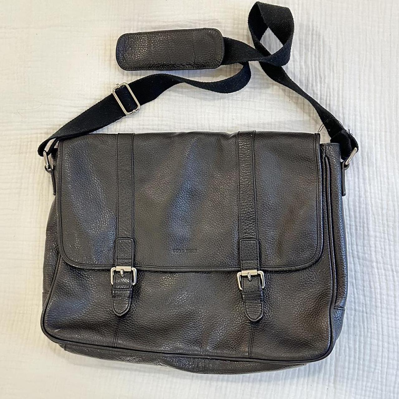 Cole Haan Black Leather Messenger Bag Depop