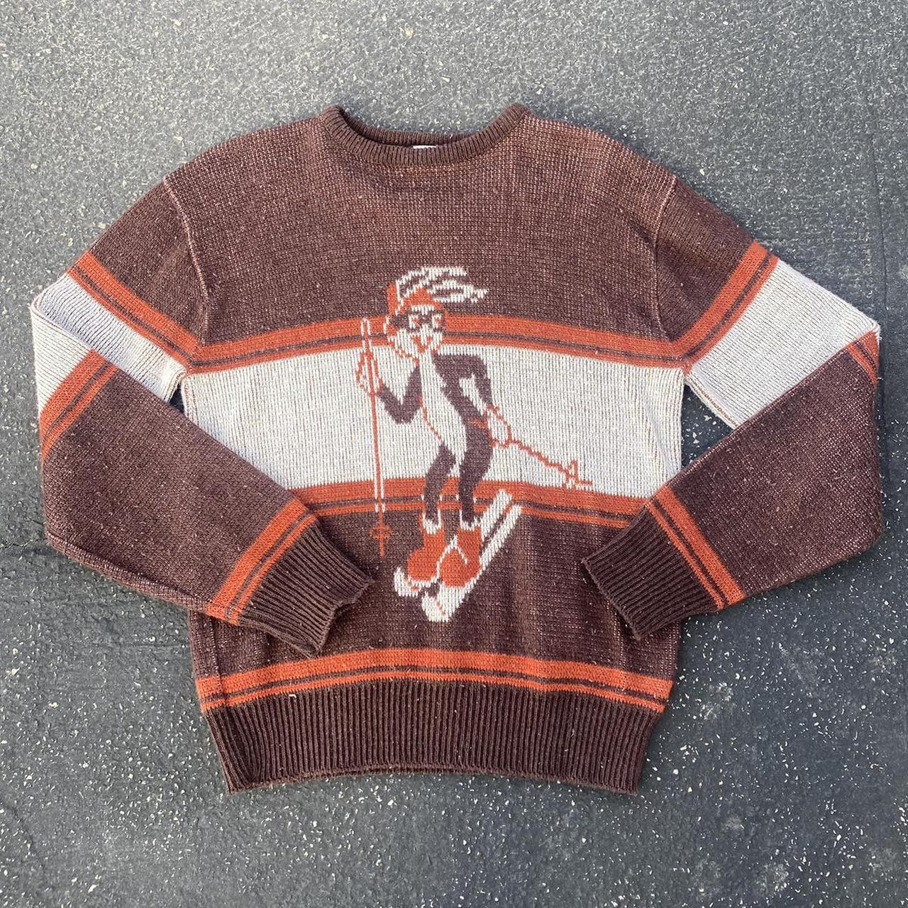 Vintage 70's Bugs Bunny Knit Sweater Size: L Pit... - Depop