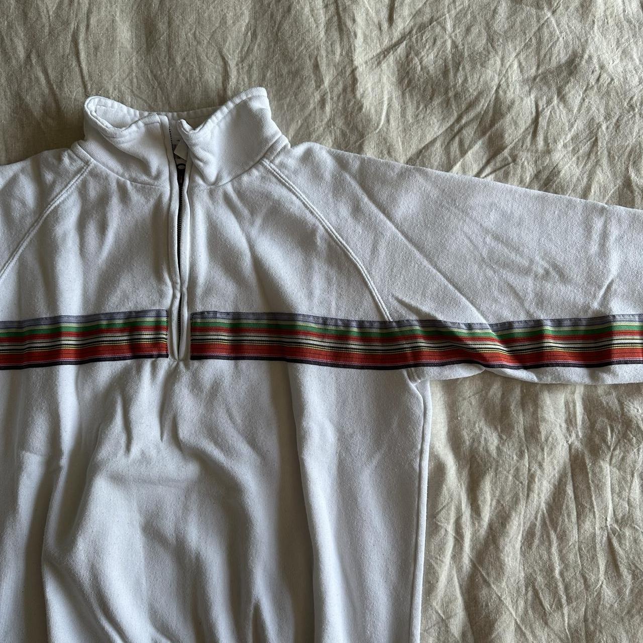 goose & gander white quarter zip with rainbow... - Depop