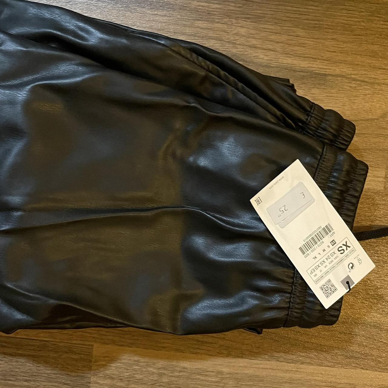 Black leather sweat pants Brand new Never worn... - Depop