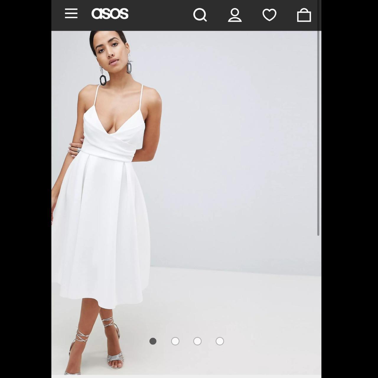 ASOS DESIGN Scuba Cami Prom Midi Dress ivory UK. Depop