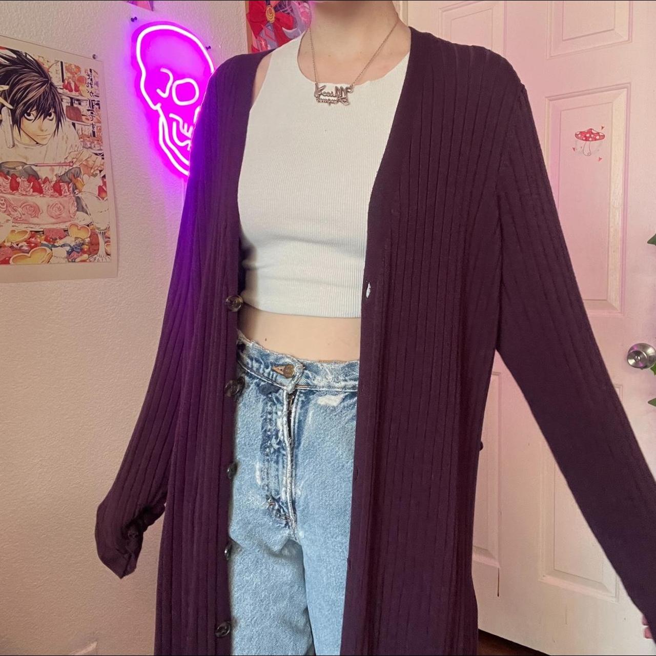 💜DARK PURPLE LONG CARDIGAN 💜 BUY 2 GET 3RD ITEM 50%... - Depop