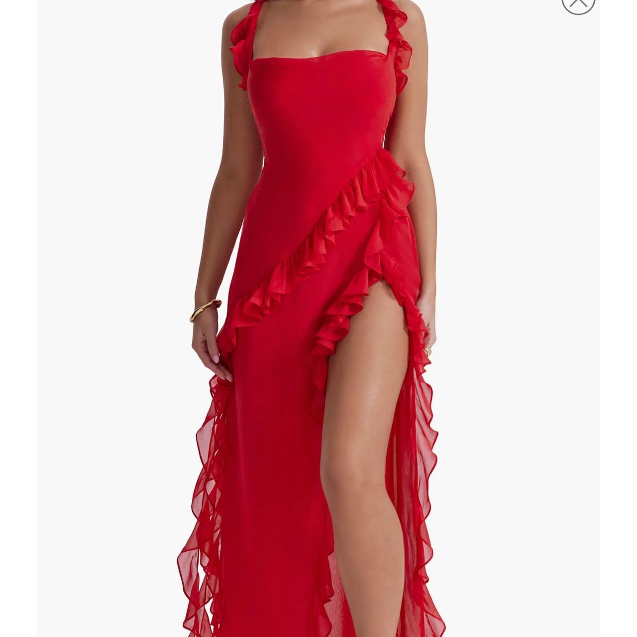 Red glitter dress Side boob on one half of the dress - Depop