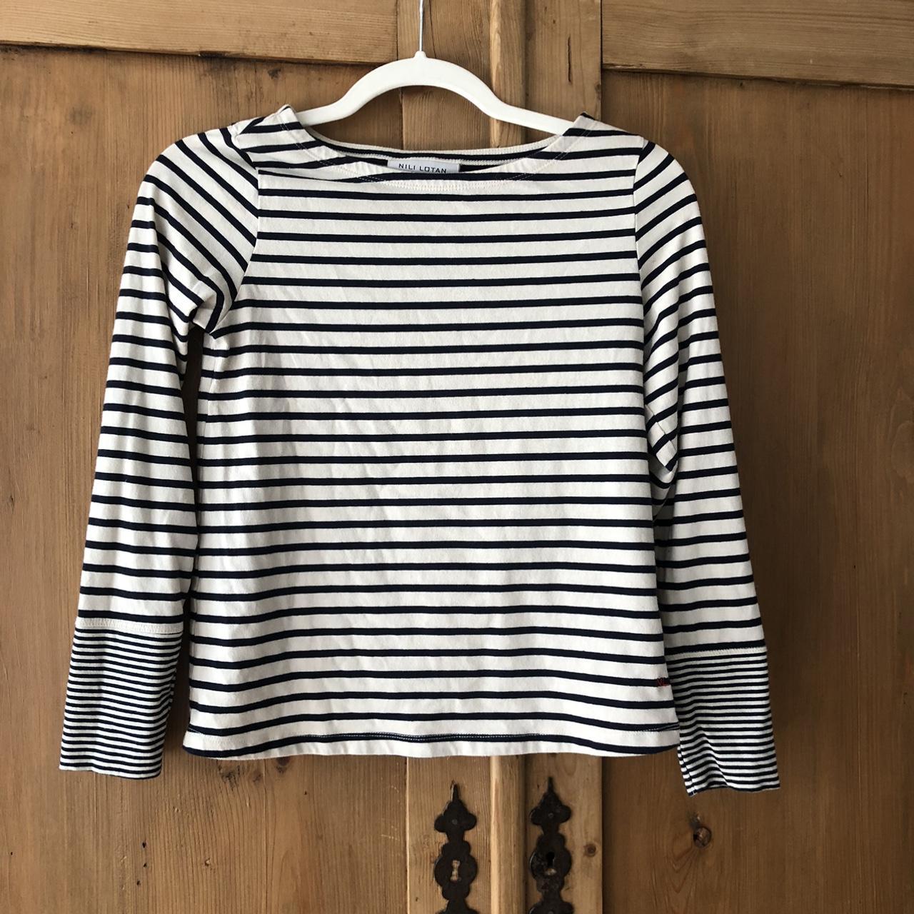 Mimi Lotan navy and white striped shirt. This long... - Depop