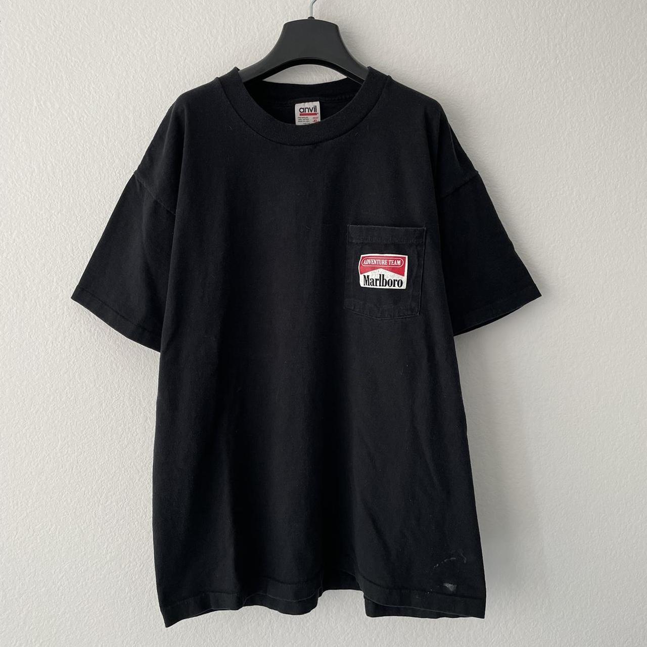 marlboro adventure team◇ポケTシャツ/FREE/コットン/ブラック/無地