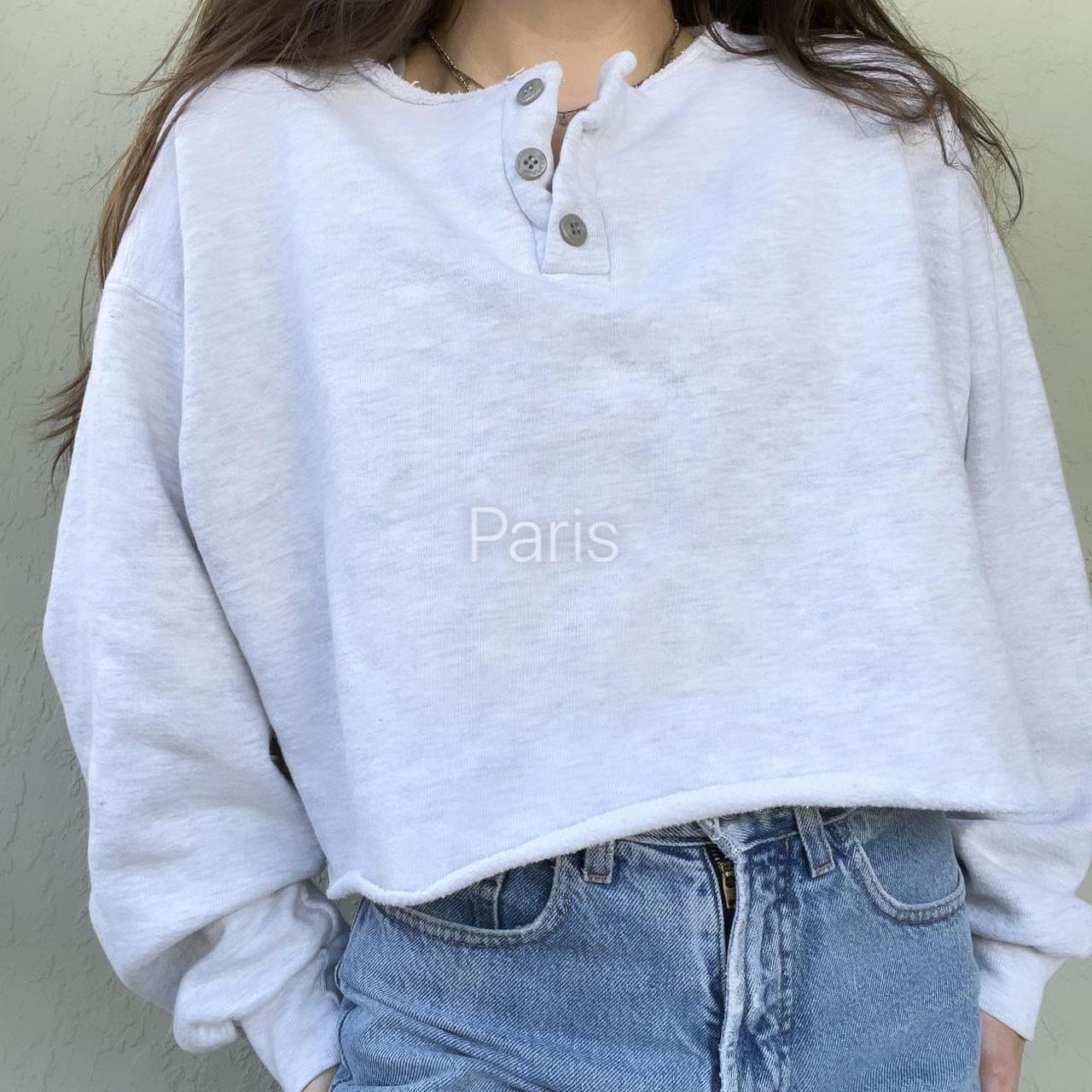 90s USA made vintage raw cropped crewneck sweatshirt... - Depop