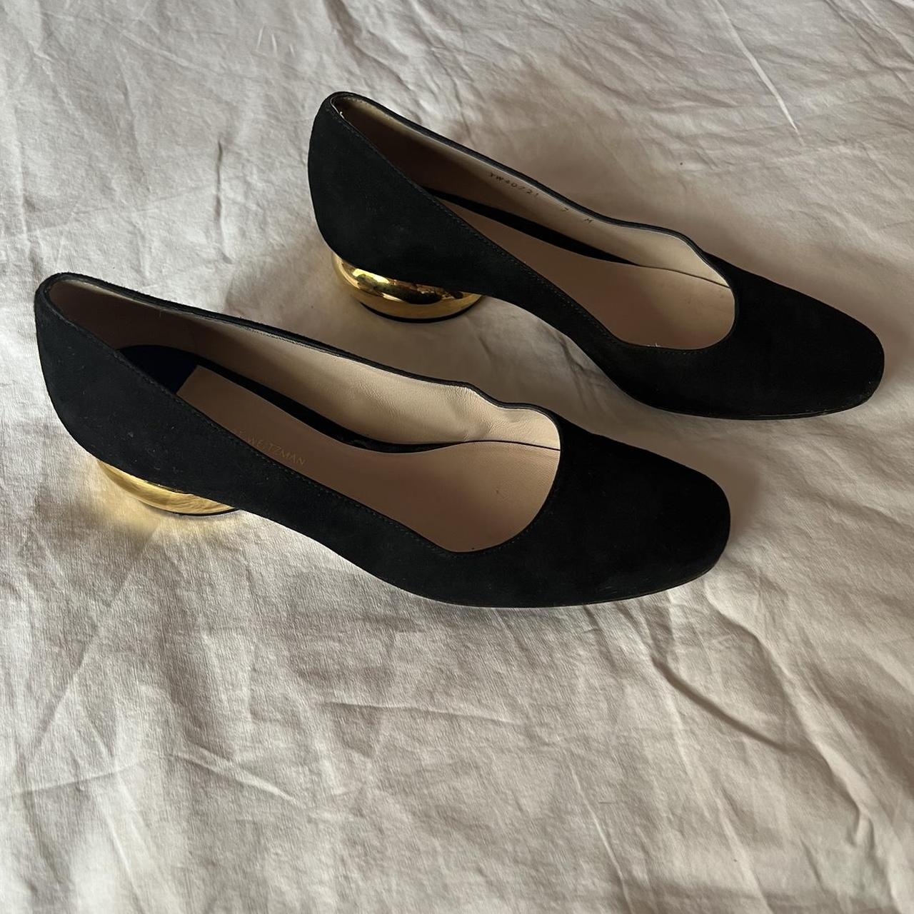 Flats with gold outlet heel