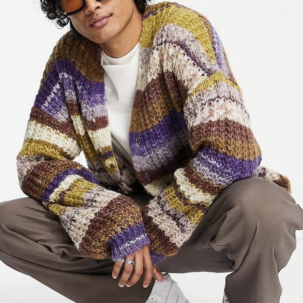ASOS Design Men's Brown and Tan Cardigan