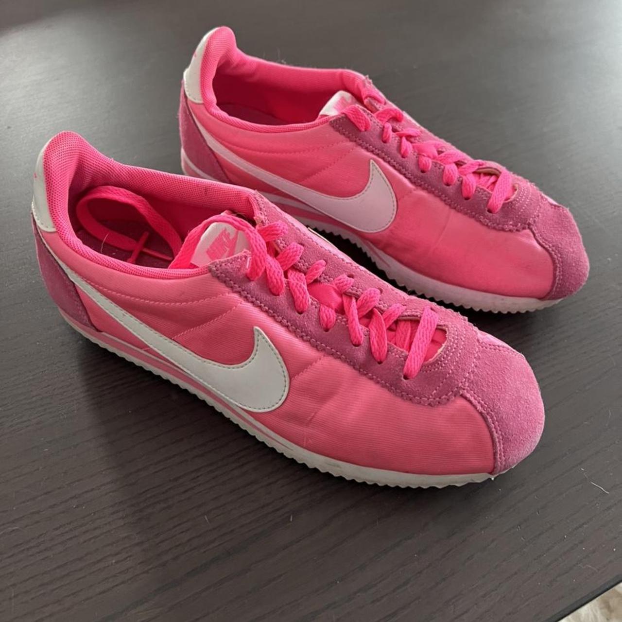 Pink nylon nike cortez best sale