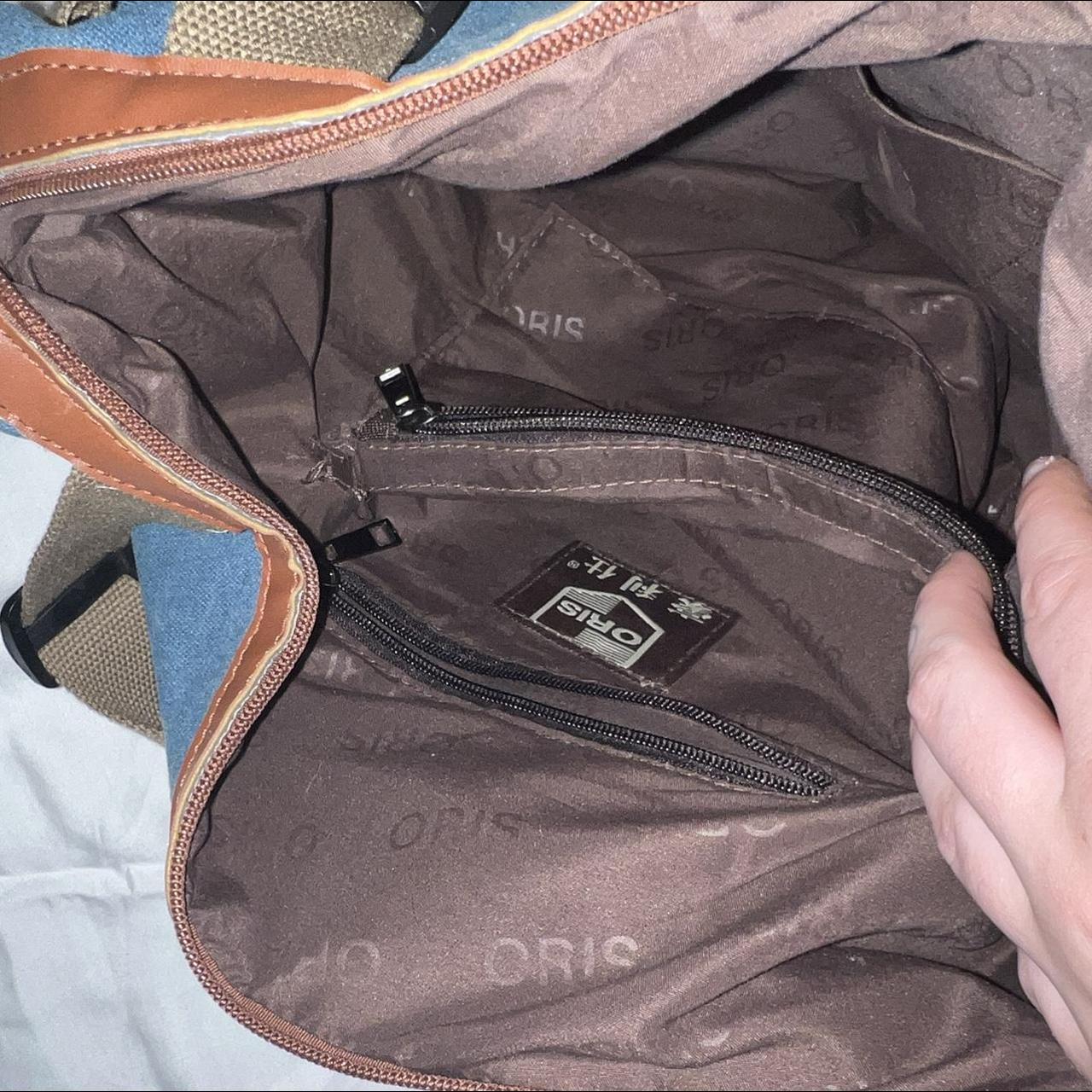 Oris blue and brown tote crossbody bag Has a long Depop