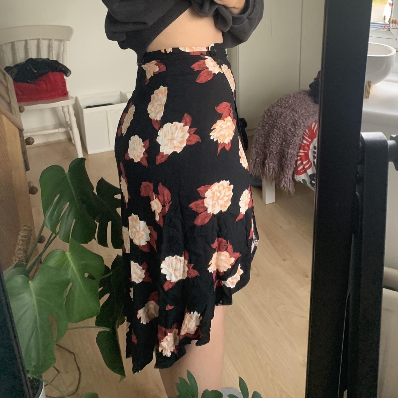 Miss Selfridge floral midi skirt Black wrap