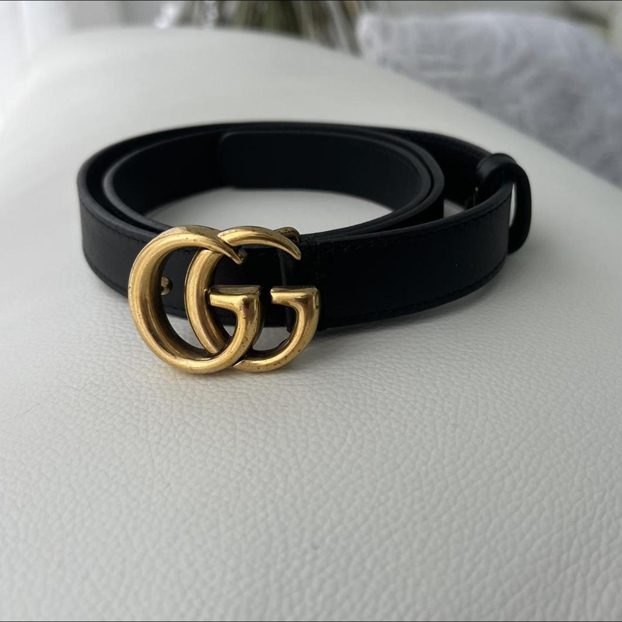 AUTHENTIC SLIM BLACK GUCCI BELT Worn a few times no... - Depop