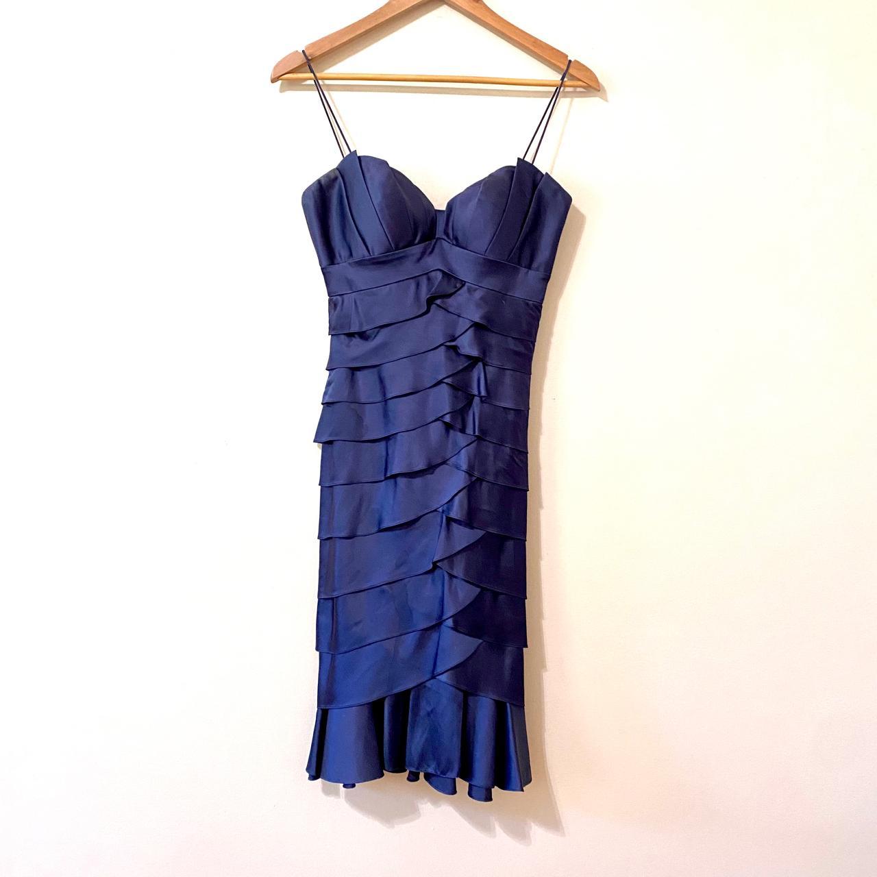 Aidan Mattox formal dress. Navy blue silk fabric Depop