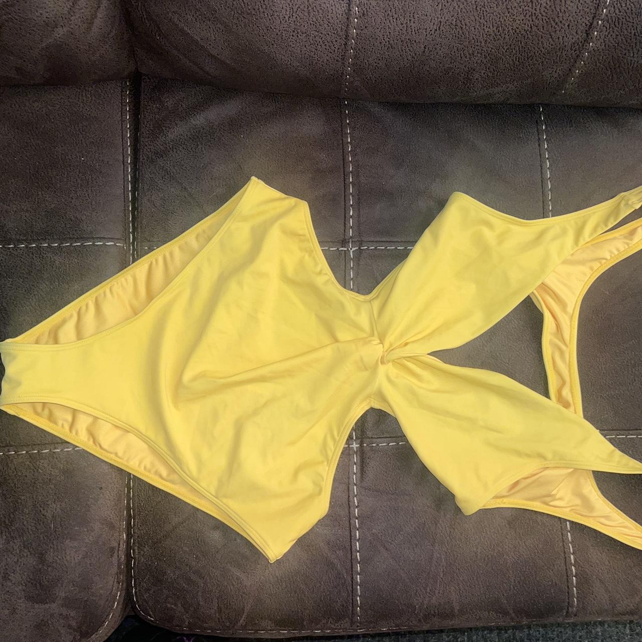 Yellow one piece swim suit size medium swim... Depop