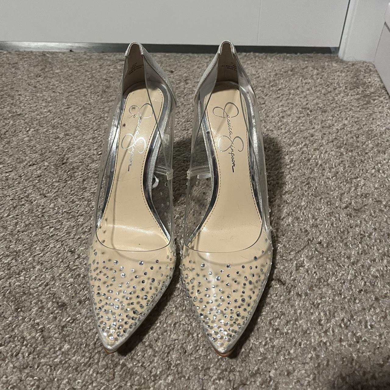 Jessica Simpson clear rhinestone pixera pumps. Depop