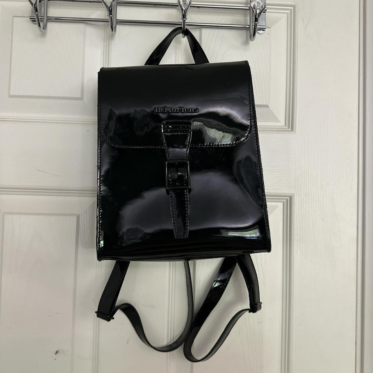 Black patent leather backpack online