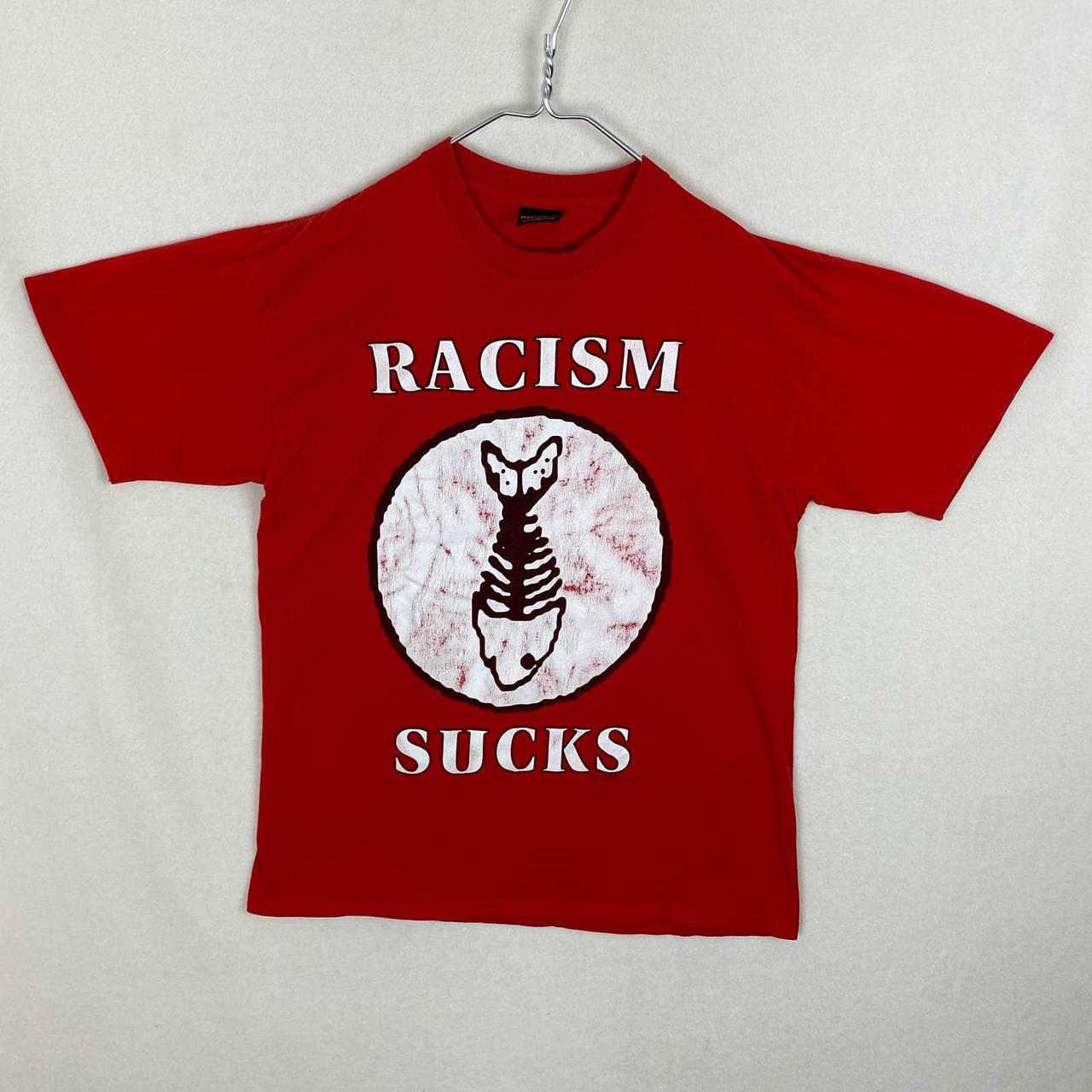 Vintage 1991 Fishbone Racism Sucks Punk 90's Red... - Depop