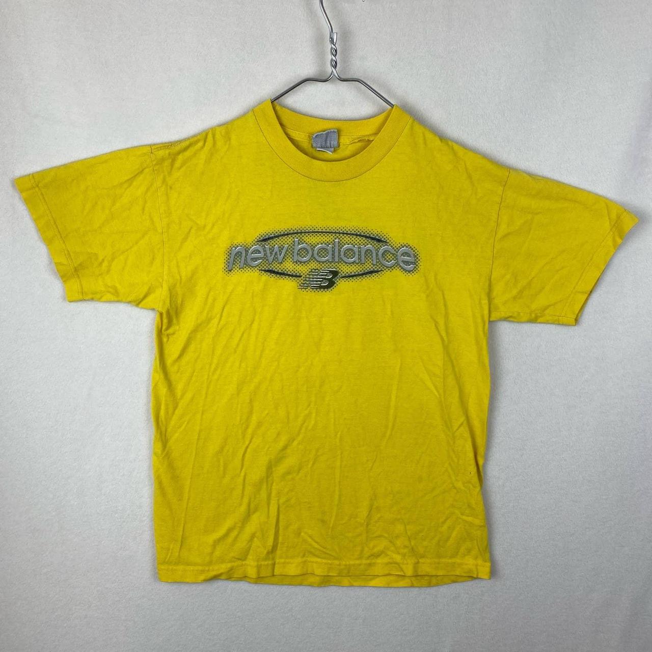 Vintage New Balance Yellow Short Sleeve Graphic... - Depop