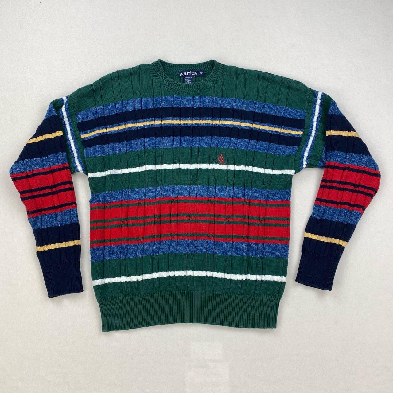 Vintage Nautica Sweater Multicolor Striped... - Depop