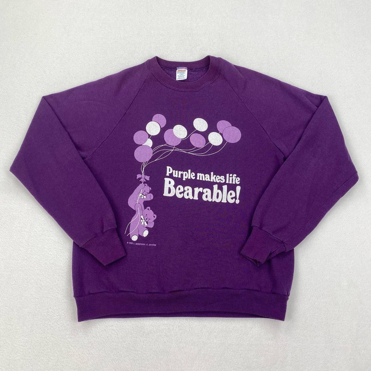 Vintage Jerzees Sweatshirt Purple Crewneck Raglan... - Depop