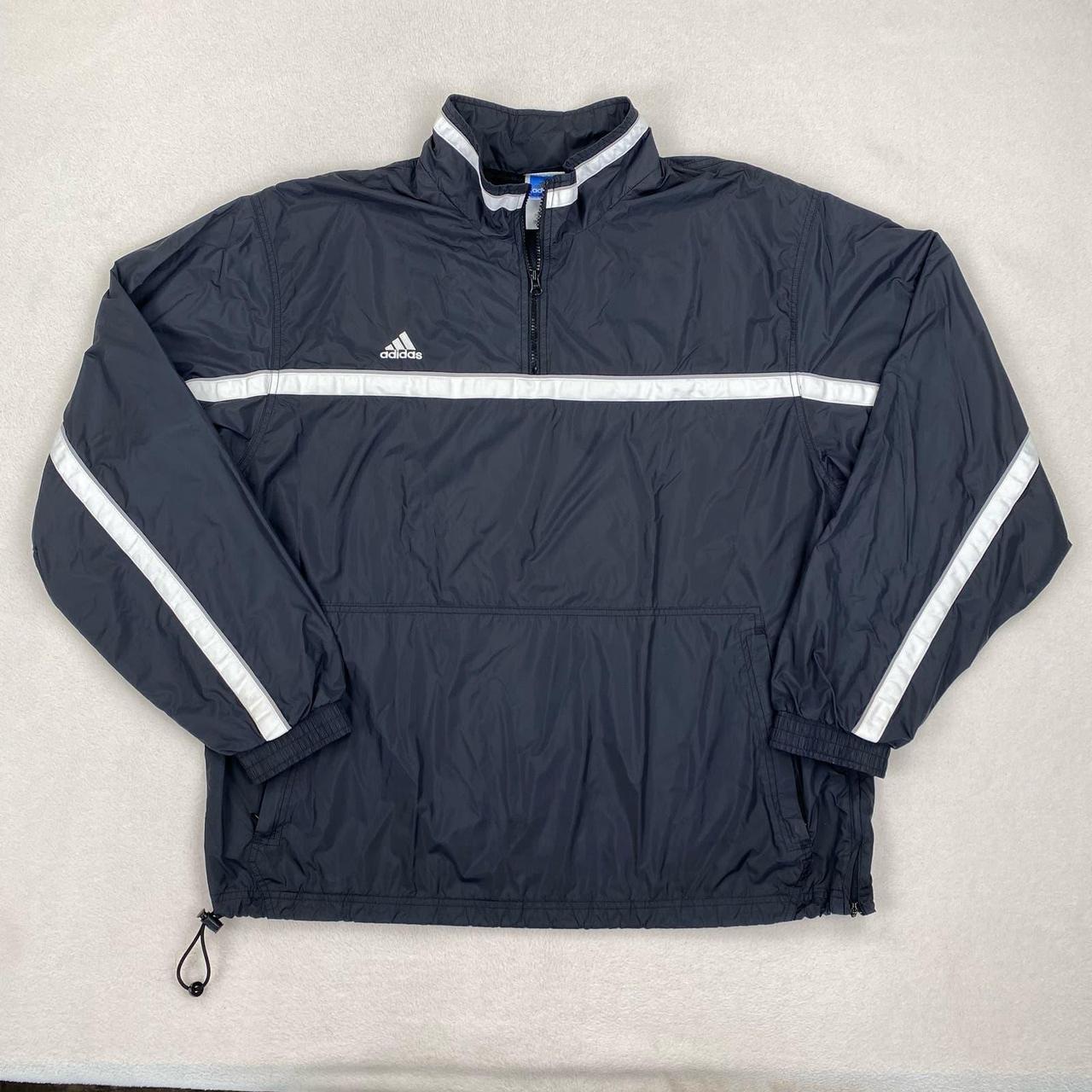 Vintage Adidas Jacket Black White 1/4 Zip Pullover... - Depop