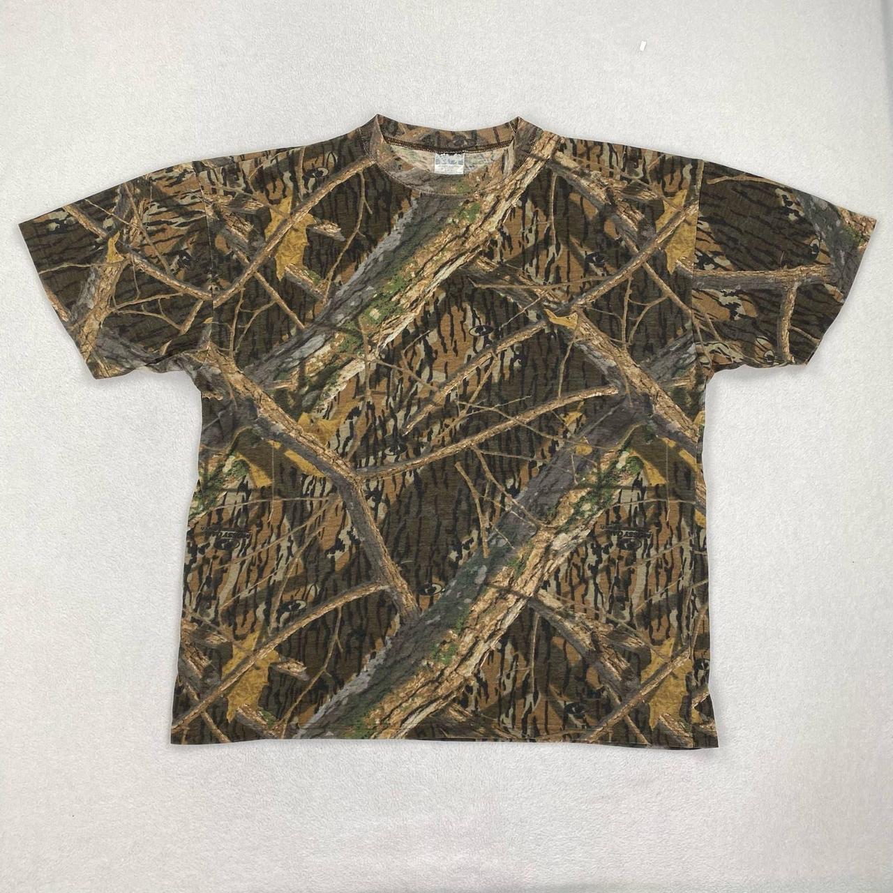 Vintage Mossy Oak Shirt Shadow Branch Camo Short... - Depop