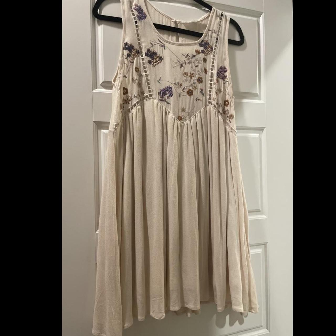 Floral Embroidered Shift Dress Only worn once,... - Depop