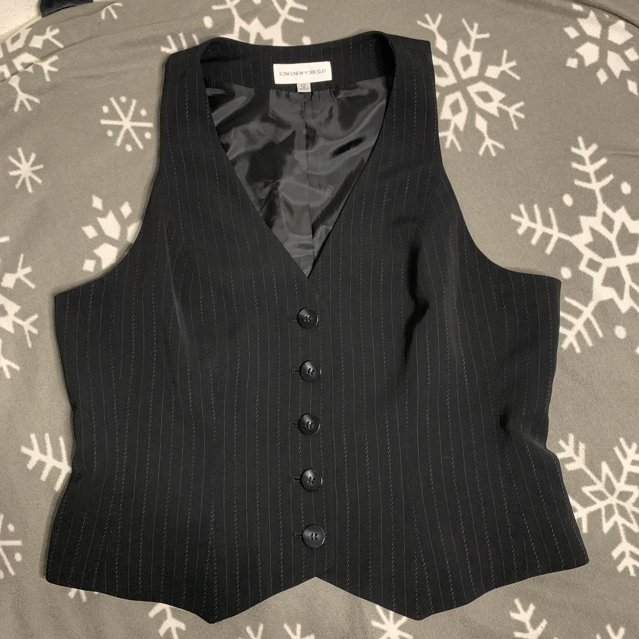 black pinstripe vest — jones new york... - Depop