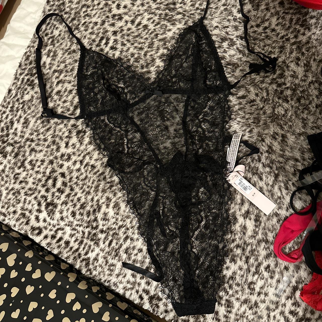 Free shipping Victoria’s secret black lace bow tie... Depop