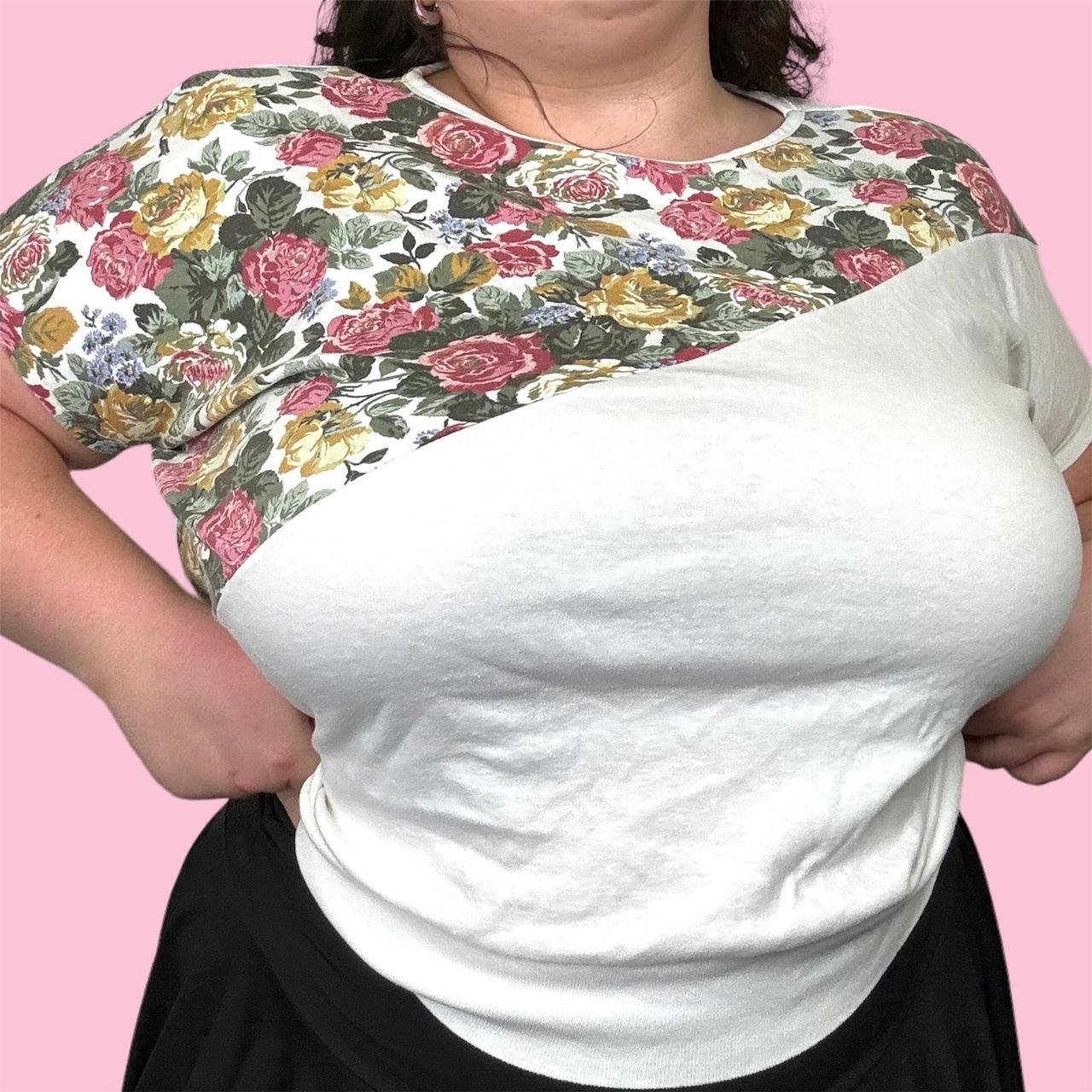 plus size vintage 80s 90s short sleeve white floral