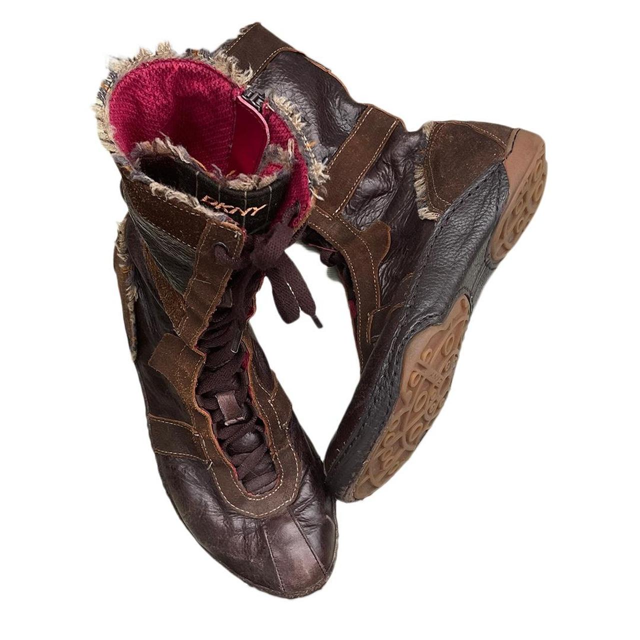 Vintage DKNY leather and suede brown boxing boots 🫶🏼... Depop