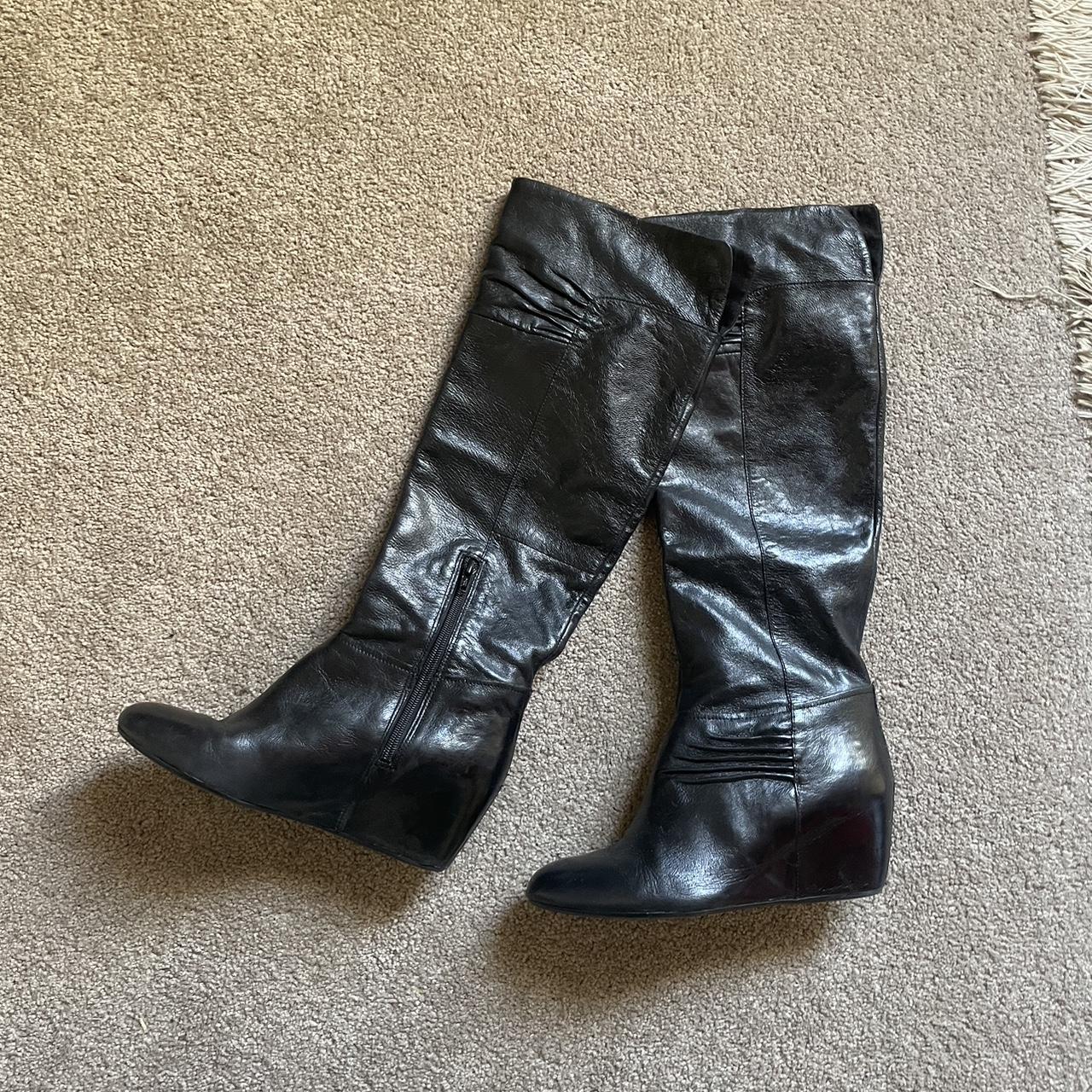 Iconic Y2K Nine West knee high boots with a wedged... - Depop