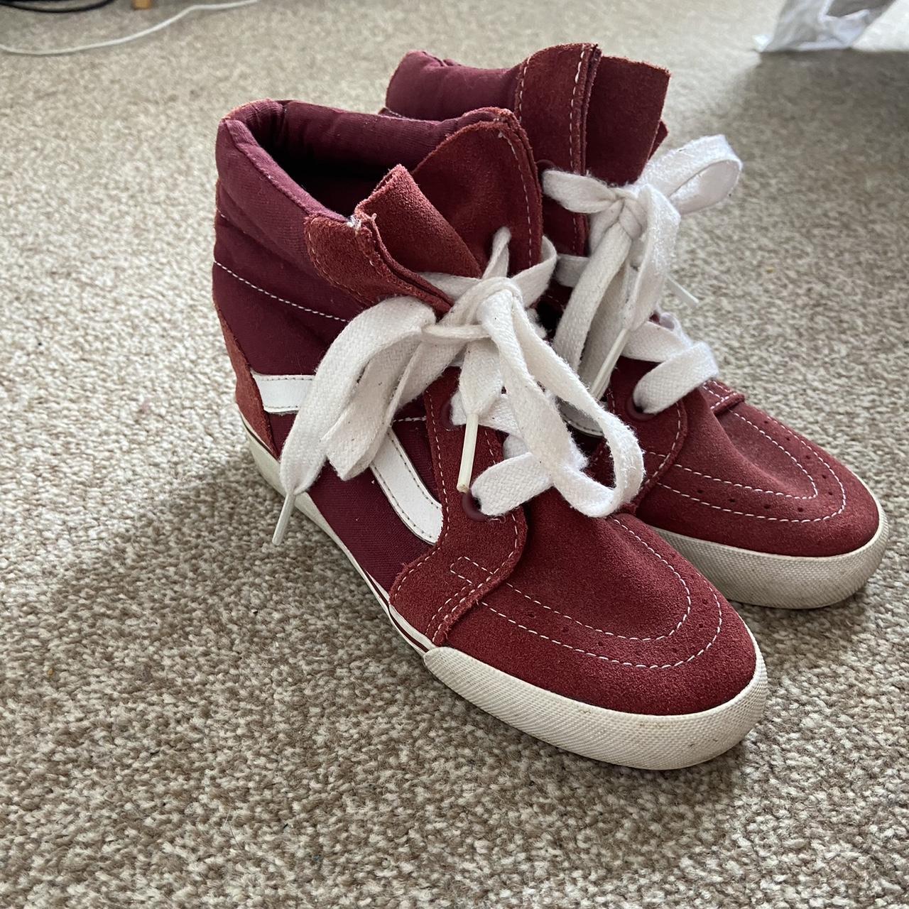 Vans burgundy hi tops size 4 kids Depop