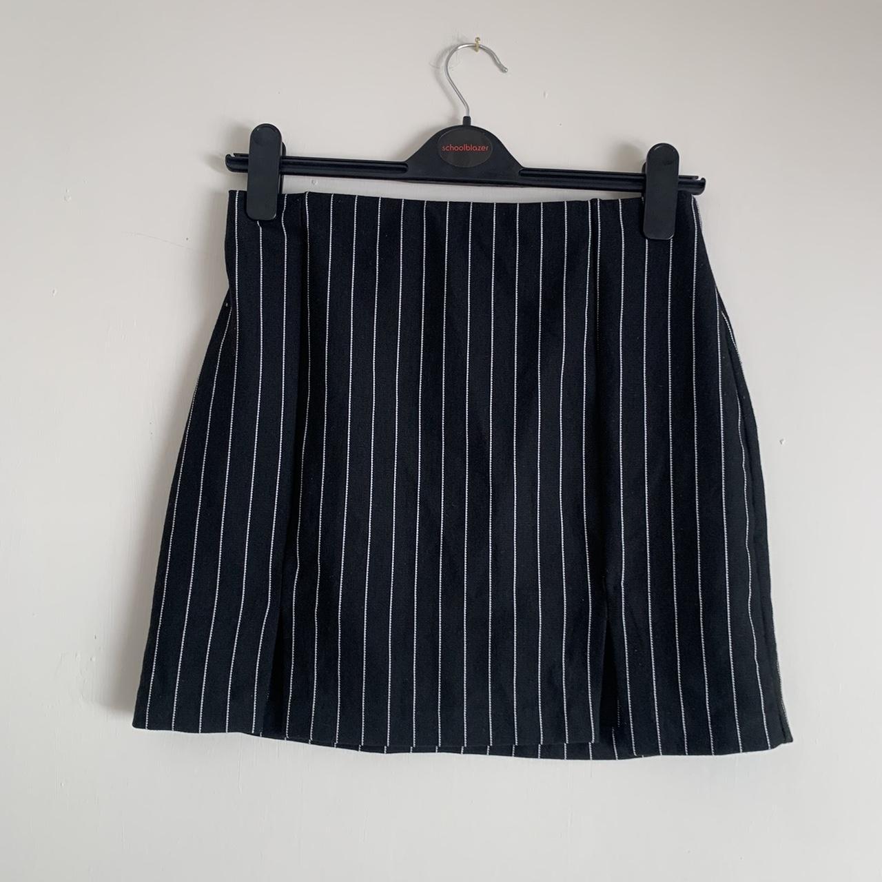 pinstripe mini skirt with two slits from h&m worn... - Depop