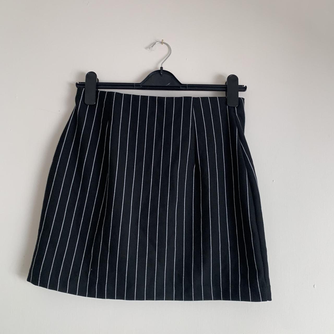 pinstripe mini skirt with two slits from h&m worn... - Depop