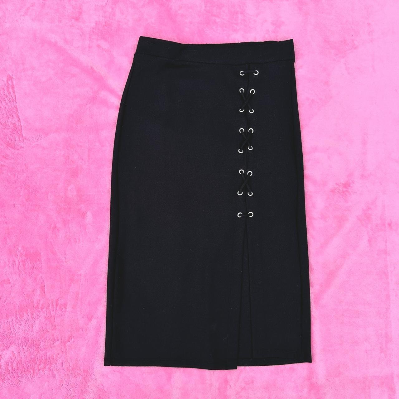 Gently used Black lace up side slit skirt
