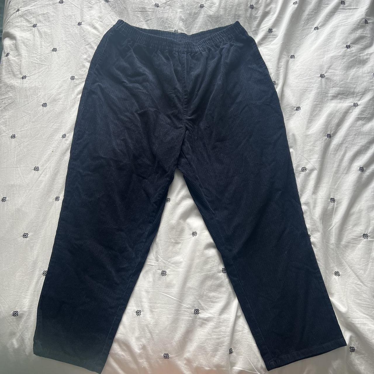 Lucy and Yak Women's Blue and Navy Trousers | Depop