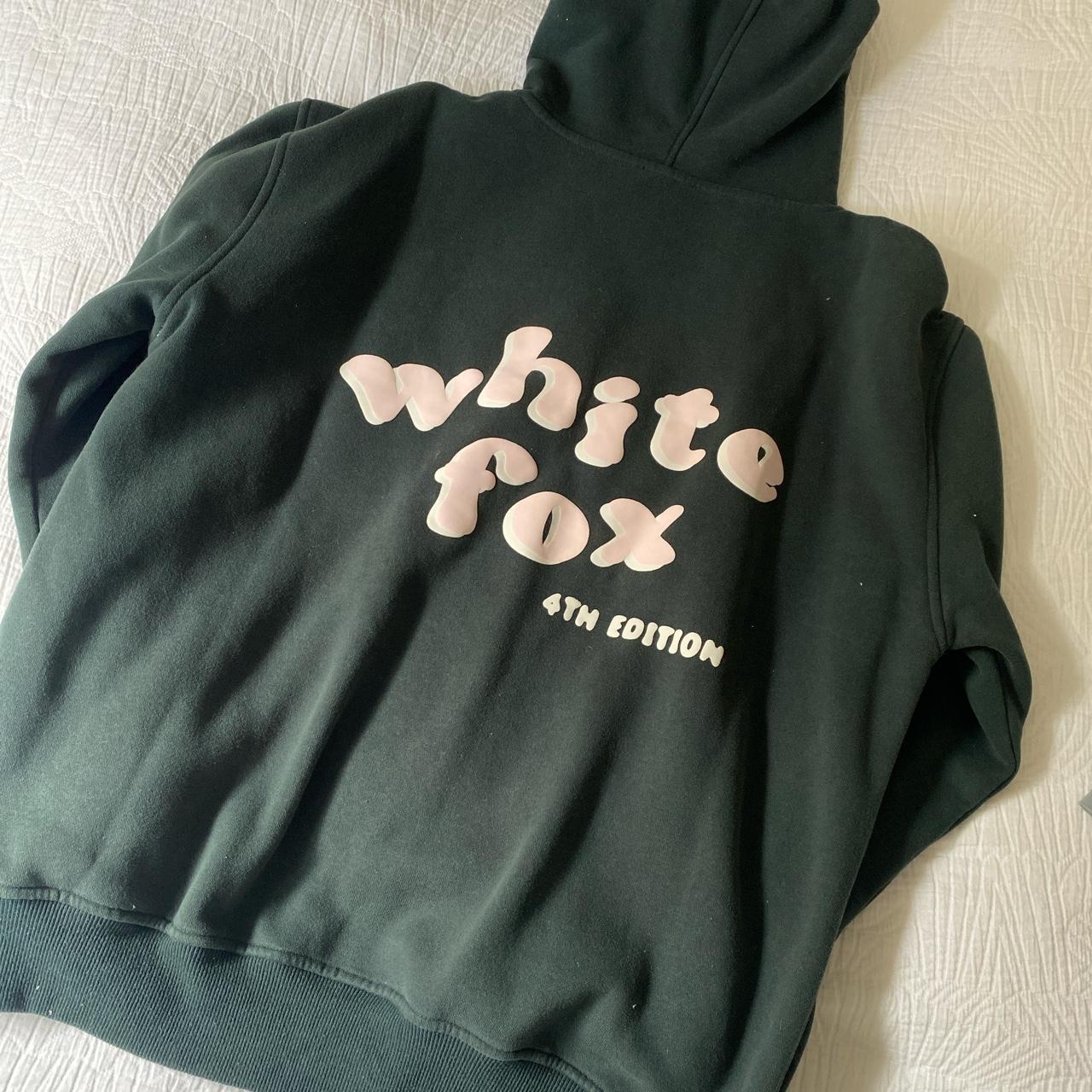 White fox hoodie in green Depop