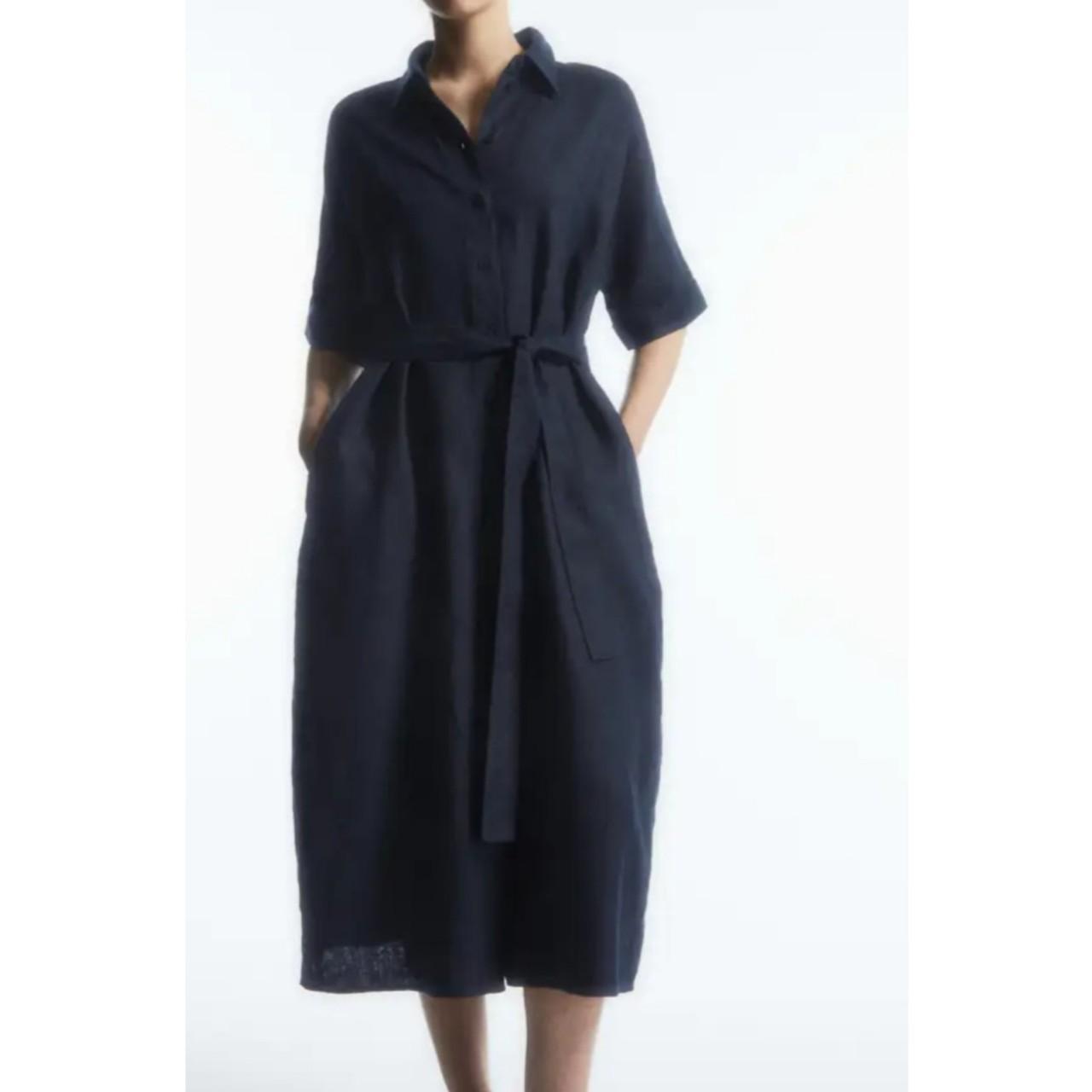 Vestido Original Vestido COS Belted Linen Shirt Mujer Vestido