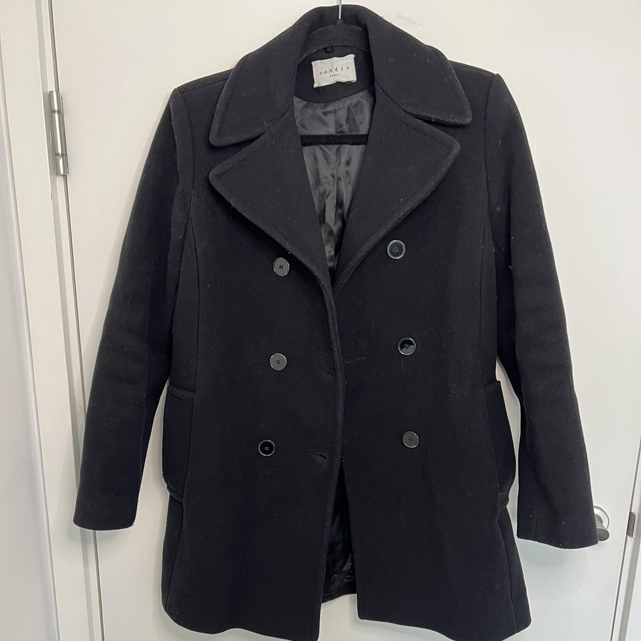 Sandro Women's Black Coat | Depop